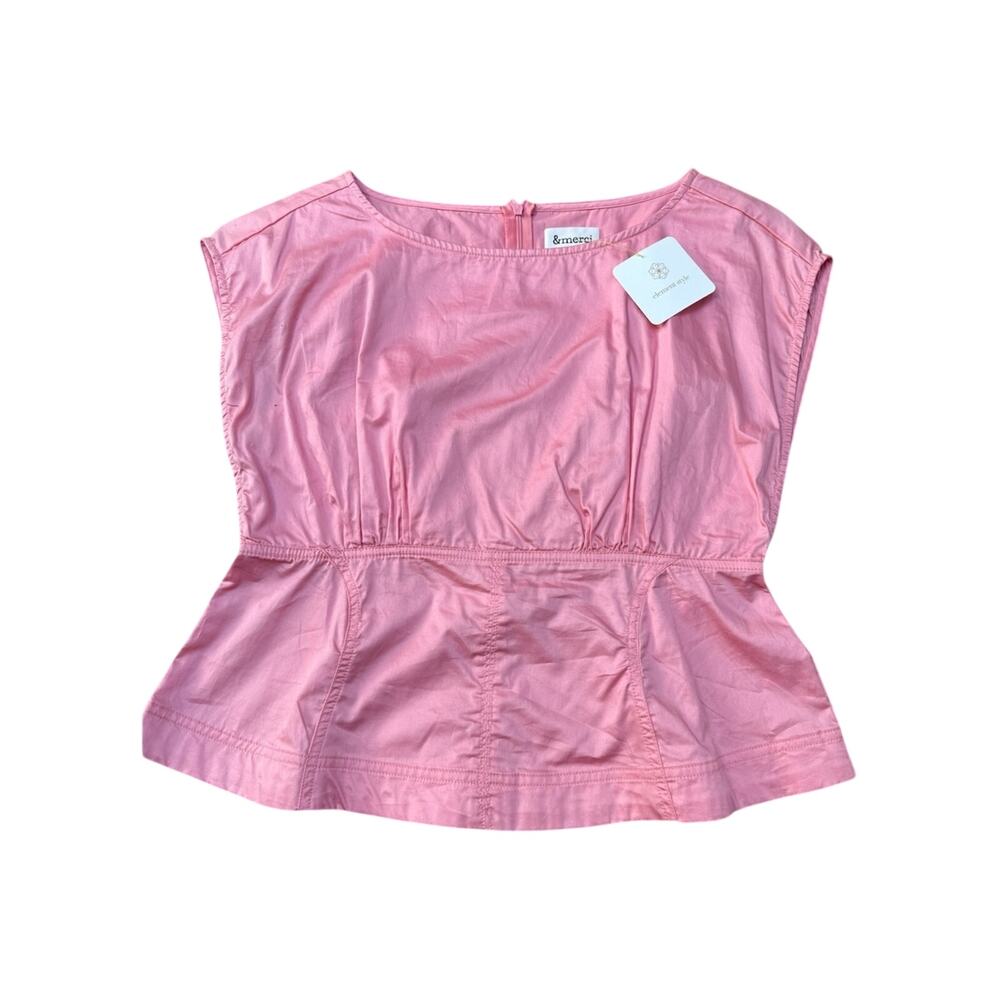 &merci Pink Cotton Peplum Tunic Top